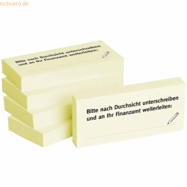 Litfax Haftnotizen 75x35mm gelb 'Bitte nach Durchsicht unterschreiben von Litfax