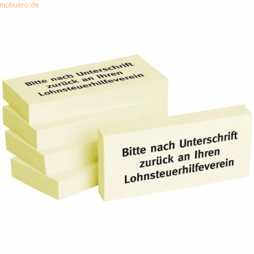 Litfax Haftnotizen 75x35mm 'Bitte nach Unterschrift zurück an Ihren Lo von Litfax