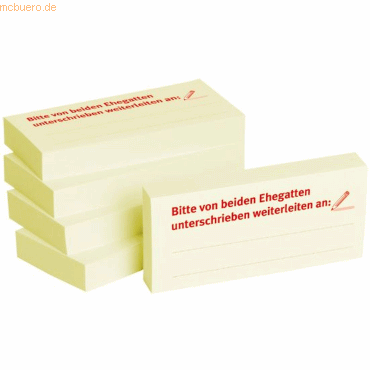 Litfax Haftnotizen 75x35mm gelb 'Bitte von beiden Ehegatten unterschri von Litfax