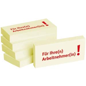 Litfax Haftnotizen 75x35mm gelb 'Für Ihre(n) Arbeitnehmer(in)!' VE = 5 Blöcke von Litfax