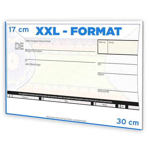 Litfax Spendenscheck XXL - Europa Bankenscheck, 30x17 cm (1er Pack) - Stärke 3mm - Flexibel beschreibbar - Witterungsbeständig - PR Scheck - Riesenscheck - für Veranstaltungen - Scheck Groß von Litfax