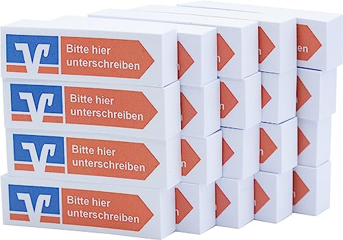 Litfax VR Haftnotizen "Bitte hier unterschreiben" mit Volksbank Raiffeisenbank Klebestreifen - 100 Blatt Sticky Notes je Block - Post It Haftstreifen (VR Bank - Orange - Pfeil Rechts, 20er Blöcke) von Litfax