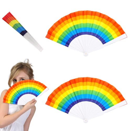 Lithyc 2 StüCk Regenbogen-FäCher – Regenbogen-FäCher – Pride-Accessoires – LGBT-Community – Dekorative Accessoires – Regenbogen-Accessoires – Sommer Heiß – FaltfäCher von Lithyc