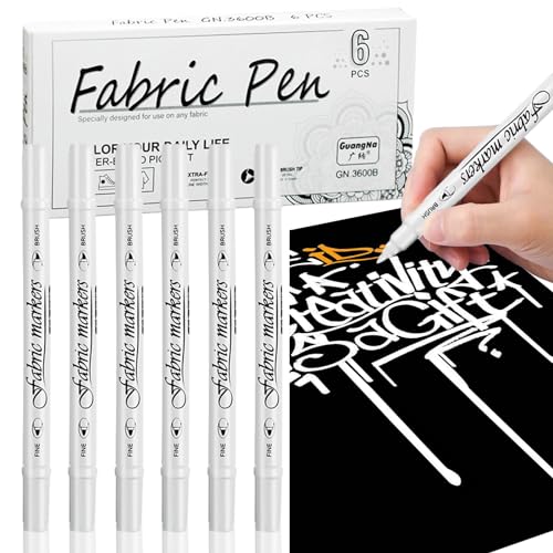 Lithyc 6 StüCke White Permanent Marker,Textilmarker Weiß,WeißEr Lackstift,WeißEr Textilstift,Maschinenwaschbarer Textilstift,Ein Guter Helfer füR Die Familie,Tolles Geschenk füR Kinder von Lithyc