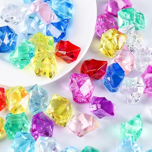 Litinliv 100 Stück Edelsteine für Kinder, Glassteine Bunte Acryl Diamant Deko Diamanten für Kinder, Kinder Edelsteine Deko, Deko Steine Kristall zur Dekoration von Aquarien Gartendekoration von Litinliv