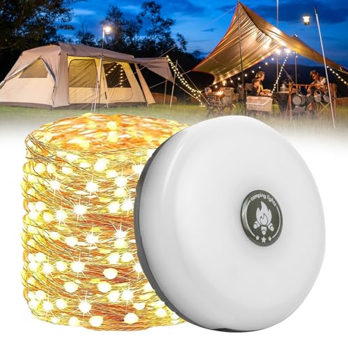 Litinliv 10M Tragbare Campinglampe,Camping Lichterkette Aufrollbar,Wasserdichte Verstaubare Lichterkette,USB Ladung Tragbare Campinglampe,Campingleuchte lichterkette,für Camping,Hof und Wandern von Litinliv