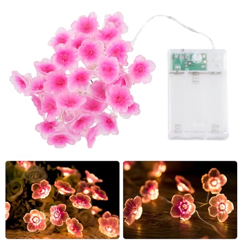 Litinliv 4m LED Lichterkette Blumen Girlande,LED Lichterkette Kirschblüten,Lichterkette mit Batterie,Innen/Außen Dekor Festival Licht,Cherry blossom lichterkette blumen,für Hochzeit,Party Deko von Litinliv