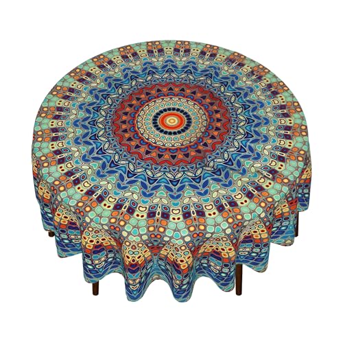 Litinliv Rund Tischdecke, 150 cm Wasserdicht Anti-Falten Böhmische Mandala Table Cloth, Abwaschbar Tischtuch aus Polyester, Wiederverwendbare Tischtuch für Picknicks, Picknicks, Partys (60in) von Litinliv