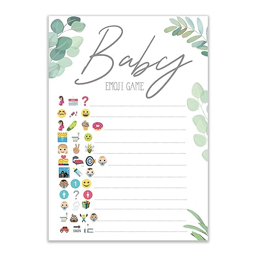 Babyparty-Spiel – Packung mit 10 Baby-Boho-/Botanischen Emoji-Spielkarten – Trainieren Sie das Wort aus dem Bild (BSBBEG10) von Little Angels Jamboree