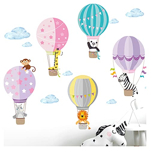 Little Deco Aufkleber Zoo Tiere im Heißluftballon I S - 75 x 44 cm (BxH) I Wandbilder Wandtattoo Kinderzimmer Herzen Tiere Deko Mädchen Mädchenzimmer Sticker DL203 von Little Deco