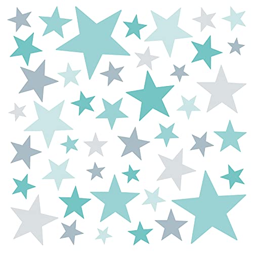 Little Deco Wandaufkleber 60 Sterne Kinderzimmer Mädchen Junge Stars I türkis Mint grau I Wandtattoo Schlafzimmer Wandsticker Set bunt selbstklebend DL399 von Little Deco