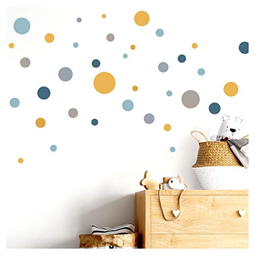 Little Deco Wandaufkleber 86 Punkte Kinderzimmer Mädchen Kreise Junge I blau gelb Mint I Wandtattoo Klebepunkte Wandsticker Set Dots bunt selbstklebend DL386 von Little Deco