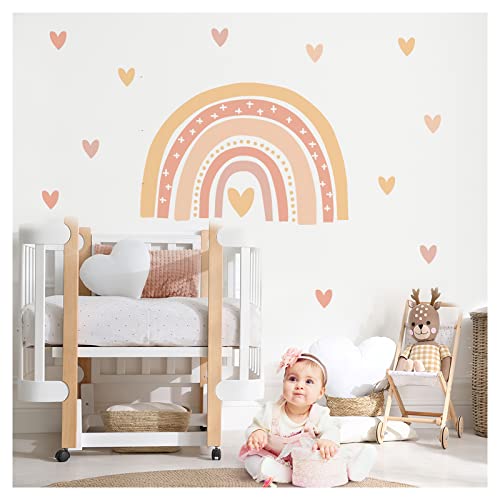 Little Deco Wandaufkleber Regenbogen mit Herzchen Kinderzimmer Wandsticker Herzen Babyzimmer Mädchen Wandtattoo Pastell Deko DL937-3 von Little Deco