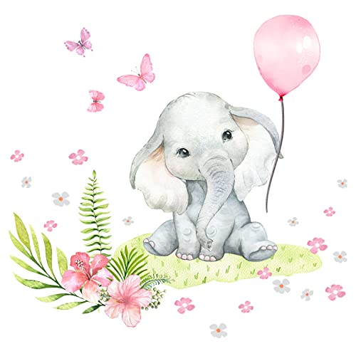 Little Deco Wandsticker Wandtattoo Kinderzimmer Mädchen Baby Elefant Safari Wandaufkleber Tiere Spielzimmer Wanddeko Ballon Babyzimmer Wandbild Kinder DL892-4 von Little Deco