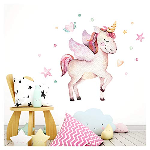 Little Deco Wandtattoo Einhorn & Herz mit Flügeln I M - 53 x 43 cm (BxH) I Kinderzimmer Babyzimmer Aufkleber Sticker Wandaufkleber Wandsticker Klebeposter DL140 von Little Deco