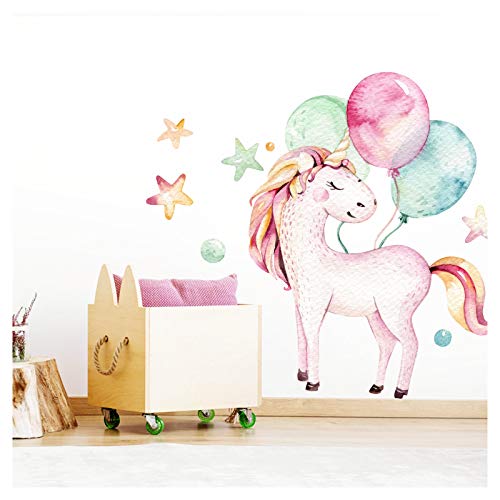 Little Deco Wandtattoo Einhorn & Luftballons I (BxH) 56 x 74 cm I Kinderzimmer Mädchen Babyzimmer Aufkleber Sticker Wandaufkleber Wandsticker Stickers DL141 von Little Deco