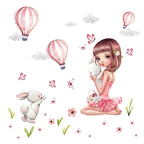 Little Deco Wandtattoo Hase Ballon Mädchen Wandsticker für Kinderzimmer DL211-9 von Little Deco