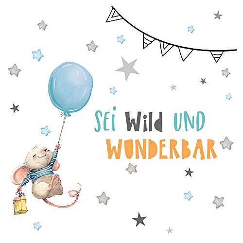 Little Deco Wandtattoo Kinderzimmer Deko Sticker Junge Mädchen Tiere Hase Sei wild Aufkleber Babyzimmer Schlafzimmer Kleinkind Wandbild selbstklebend DL213-12 von Little Deco