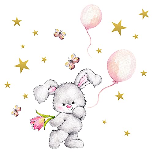 Little Deco Wandtattoo Kinderzimmer Mädchen Deko Wandsticker Baby Hase Luftballon Sterne Schmetterling Boho Aufkleber Wandbild selbstklebend für Kinder DL212-28 von Little Deco