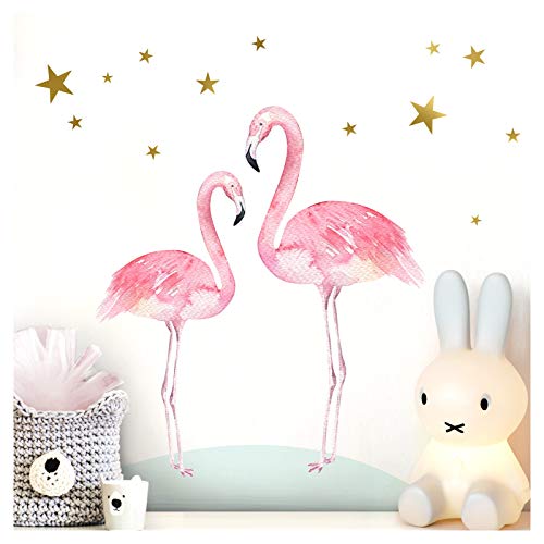 Little Deco Wandtattoo Kinderzimmer Mädchen Junge Deko Wandsticker Baby Tiere I Wandbild 50 x 32 cm (BxH) I Flamingo Spielzimmer Wanddeko Aufkleber DL212-7 von Little Deco