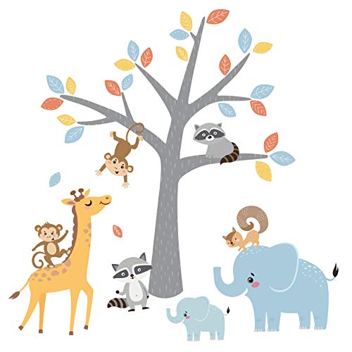 Little Deco Wandtattoo Kinderzimmer Waldtiere I Wandbild 38 x 45 cm (BxH) I Giraffe AFFE Zoo Wandaufkleber Babyzimmer Junge Wanddeko Schlafzimmer Kinder Sticker DL524 von Little Deco