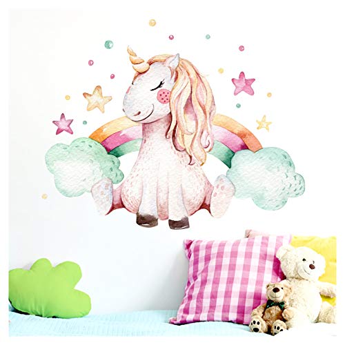 Little Deco Wandtattoo Mädchen Einhorn & Regenbogen I (BxH) 50 x 40 cm I Kinderzimmer Wandaufkleber Wandsticker Babyzimmer Aufkleber Sticker Stickers DL138 von Little Deco