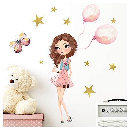 Little Deco Wandtattoo Mädchen Kinderzimmer Ballons und Schmetterling I 78 x 61 cm (BxH) I Kinder Aufkleber Wandaufkleber Wandsticker Stickers DL207-24 von Little Deco