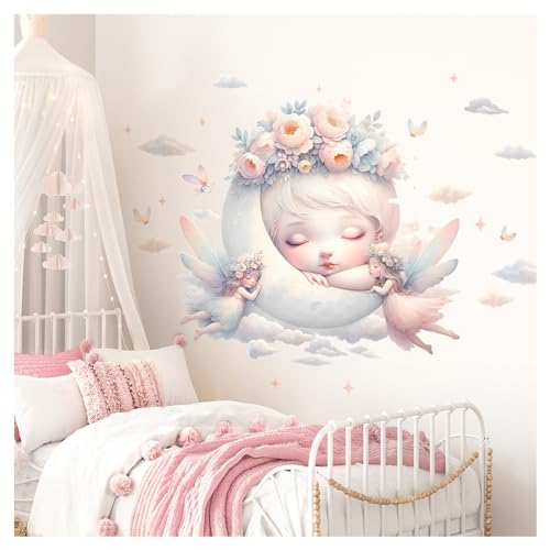 Little Deco Wandtattoo Mondkinder Kinderzimmer Mädchen Wandsticker Engel Wandaufkleber für Babyzimmer Fee Schlafzimmer Wanddeko DL5047-02 von Little Deco