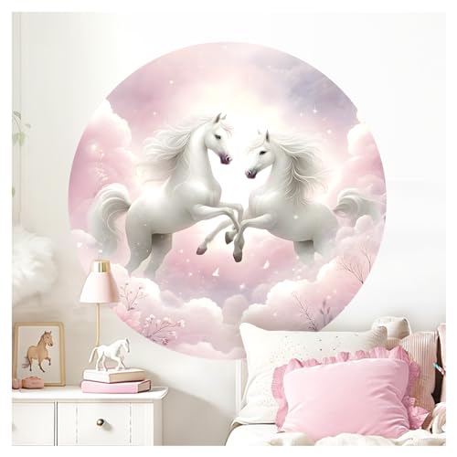 Little Deco Wandtattoo Pferde Himmel Kinderzimmer XXL Wandsticker 60 cm rund Wandaufkleber rosa Pony Babyzimmer Schlafzimmer Wanddeko DL5033-02 von Little Deco