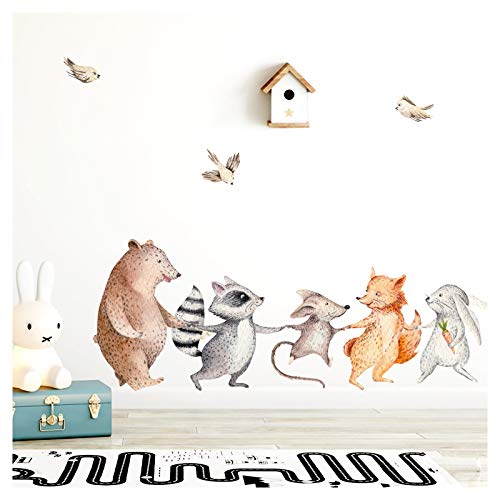 Little Deco Wandtattoo Waldtiere Hand in Hand I M - 79 x 49 cm (BxH) I Kinderzimmer Babyzimmer Aufkleber Sticker Wandaufkleber Wandsticker Klebeposter Stickers DL148 von Little Deco