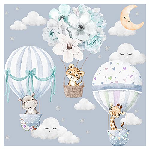 Little Deco Wandtattoo Wandsticker Kinderzimmer Tiere Heißluftballon Wandaufkleber Blumen Wanddeko Spielzimmer Babyzimmer Wandbild Kinder Mädchen Junge DL659-2 von Little Deco