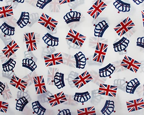 Union Jack Flaggen Kronen Polyester Futterstoff Meterware 148 cm breit 100% Polyester Futter Bastelstoff Material für Wimpelkette Dekorationen (98118) von Little Johnny