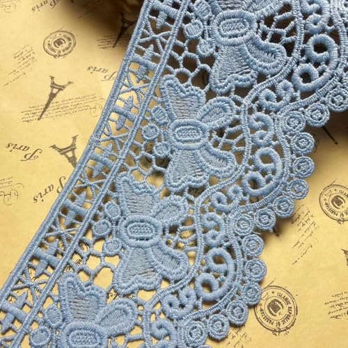 10 CM Breite Europa Butterfly Inelastische Stickerei Spitzenbesatz, Vorhang Tischdecke Slipcover Braut Selbermachen-Kleidung/Zubehör (1,8 Meter in einem Paket) (hellblau) von Little lane lace