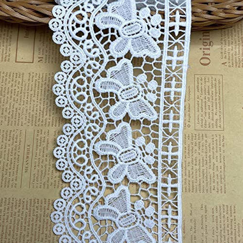 10 CM Breite Europa Butterfly Inelastische Stickerei Spitzenbesatz, Vorhang Tischdecke Slipcover Braut Selbermachen-Kleidung/Zubehör (1,8 Meter in einem Paket) (weiß) von Little lane lace