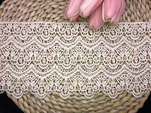 14 CM Breite Europa Lange muster Inelastische Stickerei Spitzenbesatz, Vorhang Tischdecke Slipcover Braut Selbermachen-Kleidung/Zubehör (3,7 Meter in einem Paket) (Creme) von Little lane lace