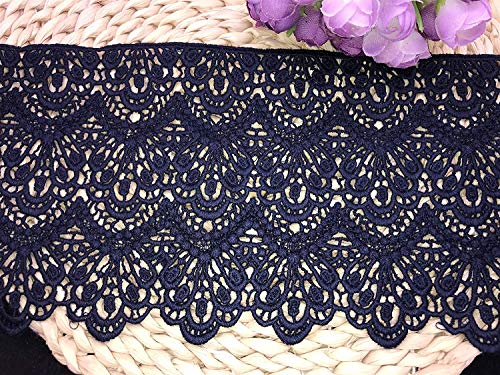 14 CM Breite Europa Lange muster Inelastische Stickerei Spitzenbesatz, Vorhang Tischdecke Slipcover Braut Selbermachen-Kleidung/Zubehör (3,7 Meter in einem Paket) (Marineblau) von Little lane lace