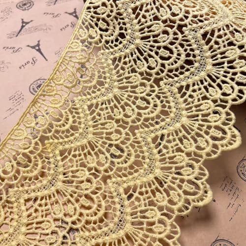 14 CM Breite Europa Lange muster Inelastische Stickerei Spitzenbesatz, Vorhang Tischdecke Slipcover Braut Selbermachen-Kleidung/Zubehör (3,7 Meter in einem Paket) (gelb) von Little lane lace