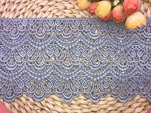 14 CM Breite Europa Lange muster Inelastische Stickerei Spitzenbesatz, Vorhang Tischdecke Slipcover Braut Selbermachen-Kleidung/Zubehör (3,7 Meter in einem Paket) (hellblau) von Little lane lace