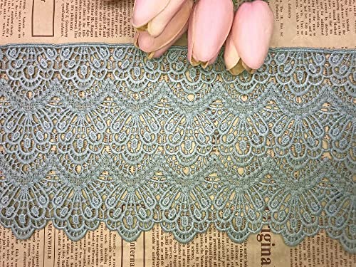 14 CM Breite Europa Lange muster Inelastische Stickerei Spitzenbesatz, Vorhang Tischdecke Slipcover Braut Selbermachen-Kleidung/Zubehör (3,7 Meter in einem Paket) (hellgrün) von Little lane lace