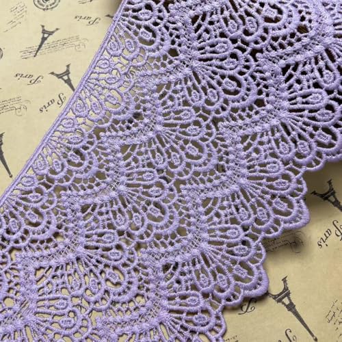 14 CM Breite Europa Lange muster Inelastische Stickerei Spitzenbesatz, Vorhang Tischdecke Slipcover Braut Selbermachen-Kleidung/Zubehör (3,7 Meter in einem Paket) (rosa-lila) von Little lane lace