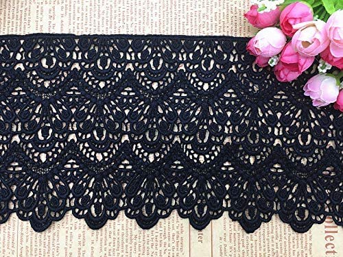 14 CM Breite Europa Lange muster Inelastische Stickerei Spitzenbesatz, Vorhang Tischdecke Slipcover Braut Selbermachen-Kleidung/Zubehör (3,7 Meter in einem Paket) (schwarz) von Little lane lace