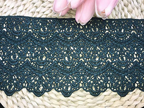 14 CM Breite Europa Lange muster Inelastische Stickerei Spitzenbesatz, Vorhang Tischdecke Slipcover Braut Selbermachen-Kleidung/Zubehör (3,7 Meter in einem Paket) (schwarz-grün) von Little lane lace