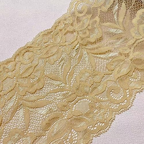 15 CM Breite Europa Floral elastische Stickerei Spitzenbesatz, Vorhang Tischdecke Slipcover Braut Selbermachen-Kleidung/Zubehör (3,7 Meter in einem Paket) (Elfenbein) von Little lane lace