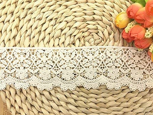 6 CM Breite Europa Blume muster Inelastische Stickerei Spitzenbesatz, Vorhang Tischdecke Slipcover Braut Selbermachen-Kleidung/Zubehör (3,7 Meter in einem Paket) (creme) von Little lane lace