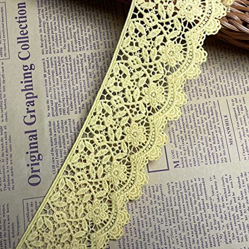 6 CM Breite Europa Blume muster Inelastische Stickerei Spitzenbesatz, Vorhang Tischdecke Slipcover Braut Selbermachen-Kleidung/Zubehör (3,7 Meter in einem Paket) (gelb) von Little lane lace