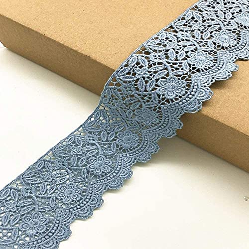 6 CM Breite Europa Blume muster Inelastische Stickerei Spitzenbesatz, Vorhang Tischdecke Slipcover Braut Selbermachen-Kleidung/Zubehör (3,7 Meter in einem Paket) (hellblau) von Little lane lace