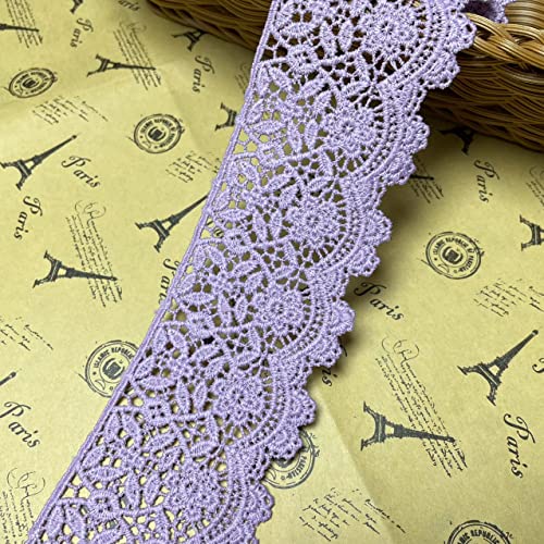 6 CM Breite Europa Blume muster Inelastische Stickerei Spitzenbesatz, Vorhang Tischdecke Slipcover Braut Selbermachen-Kleidung/Zubehör (3,7 Meter in einem Paket) (rosa-lila) von Little lane lace