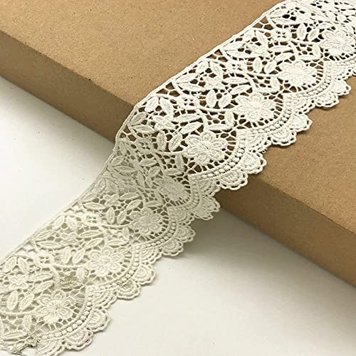 6 CM Breite Europa Blume muster Inelastische Stickerei Spitzenbesatz, Vorhang Tischdecke Slipcover Braut Selbermachen-Kleidung/Zubehör (3,7 Meter in einem Paket) (weiß) von Little lane lace