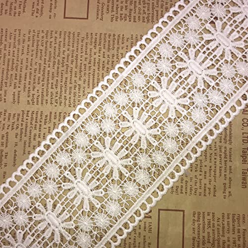 7 cm breit, europäisches Gürtelmuster, unelastische Stickerei-Borten, Vorhang, Tischdecke, Slipcover, Brautkleidung, DIY-Kleidung/Zubehör. (4 Meter in einem Paket) (Elfenbein) von Little lane lace