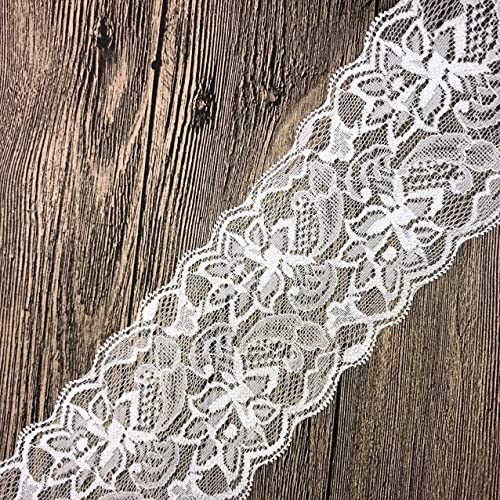 8 CM Breite Europa Belt elastische Stickerei Spitzenbesatz, Vorhang Tischdecke Slipcover Braut Selbermachen-Kleidung/Zubehör (4,5 Meter in einem Paket) (Creme) von Little lane lace